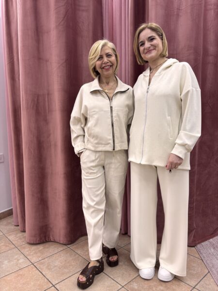 Completo Panna, giacca zip e pantalone