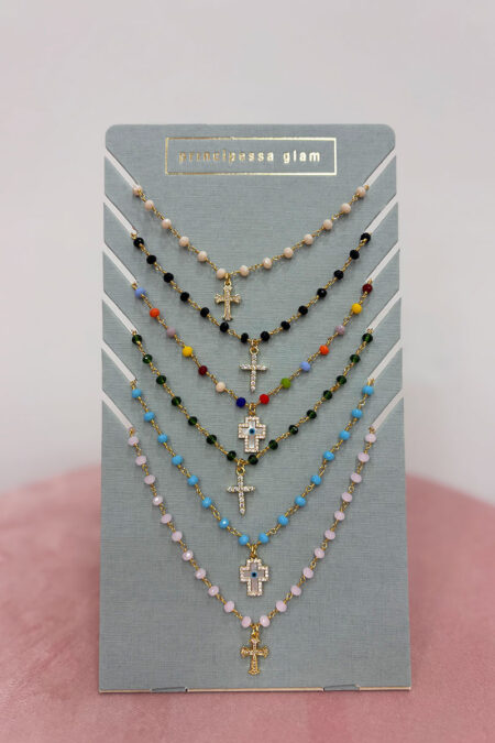Collana Principessa Glam a rosario con croci eleganti