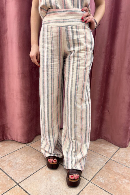 Pantapalazzo fasciato arancio, con lurex