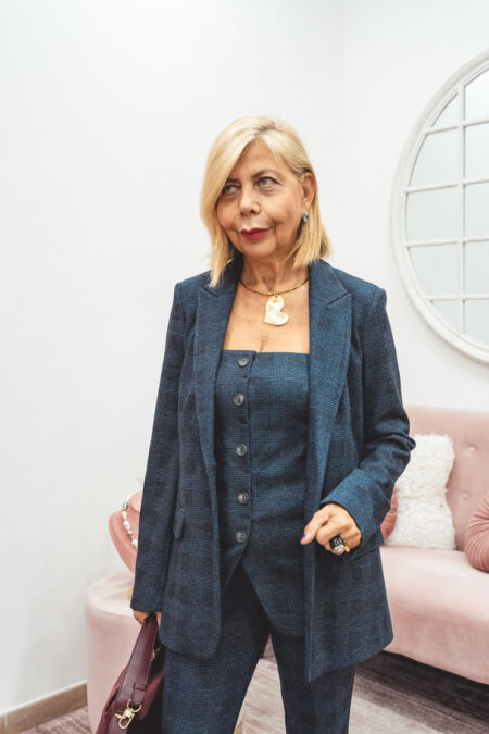 Giacca 24.25 Principe di Galles blu con chiusura a un bottone