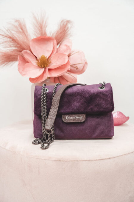 Borsa Almala Femme Rouge in pelle e velluto