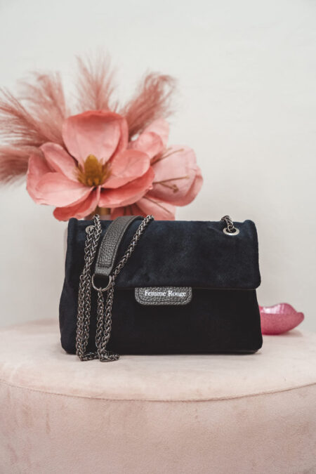 Borsa a tracolla Almala Femme Rouge nera in pelle e velluto