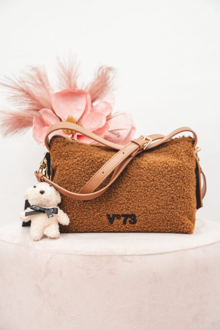 Borsa V73 teddy color biscotto con portachiavi orsetto