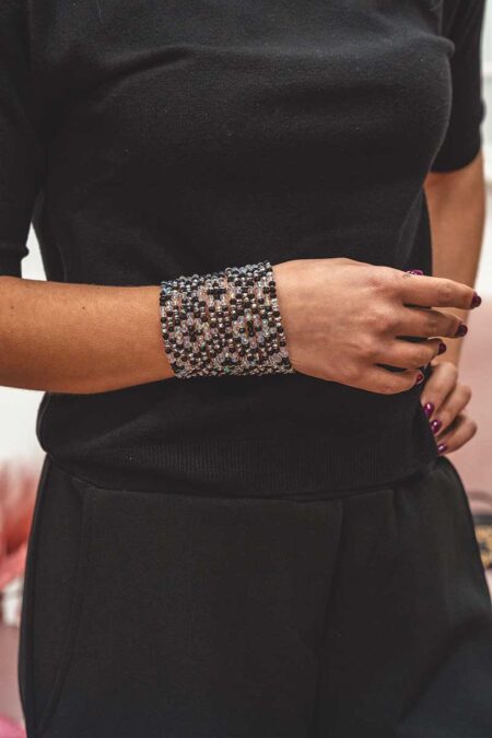 Bracciale cristalli – 850 cristalli e chiusura in pelle