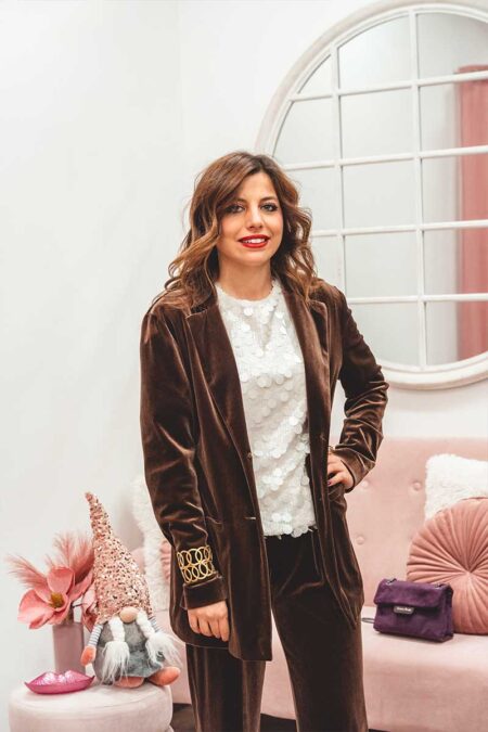 Completo Velluto Cioccolato: giacca scivolata e pantalone ampio