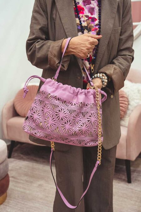 Borsa Almala in pelle laserata color ciclamino